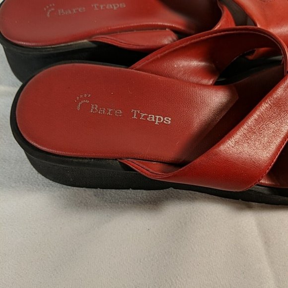 Bare Traps Christy Red Leather Sandals Womens 6.5 M Chunky Platform RT-S01260-10 - Picture 4 of 13